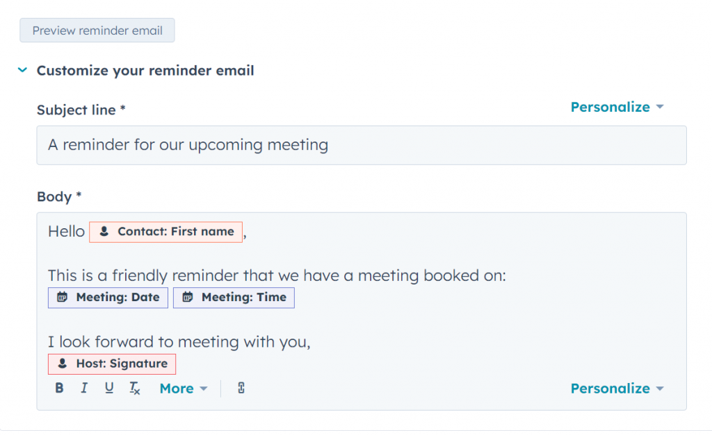 hubspot email reminder